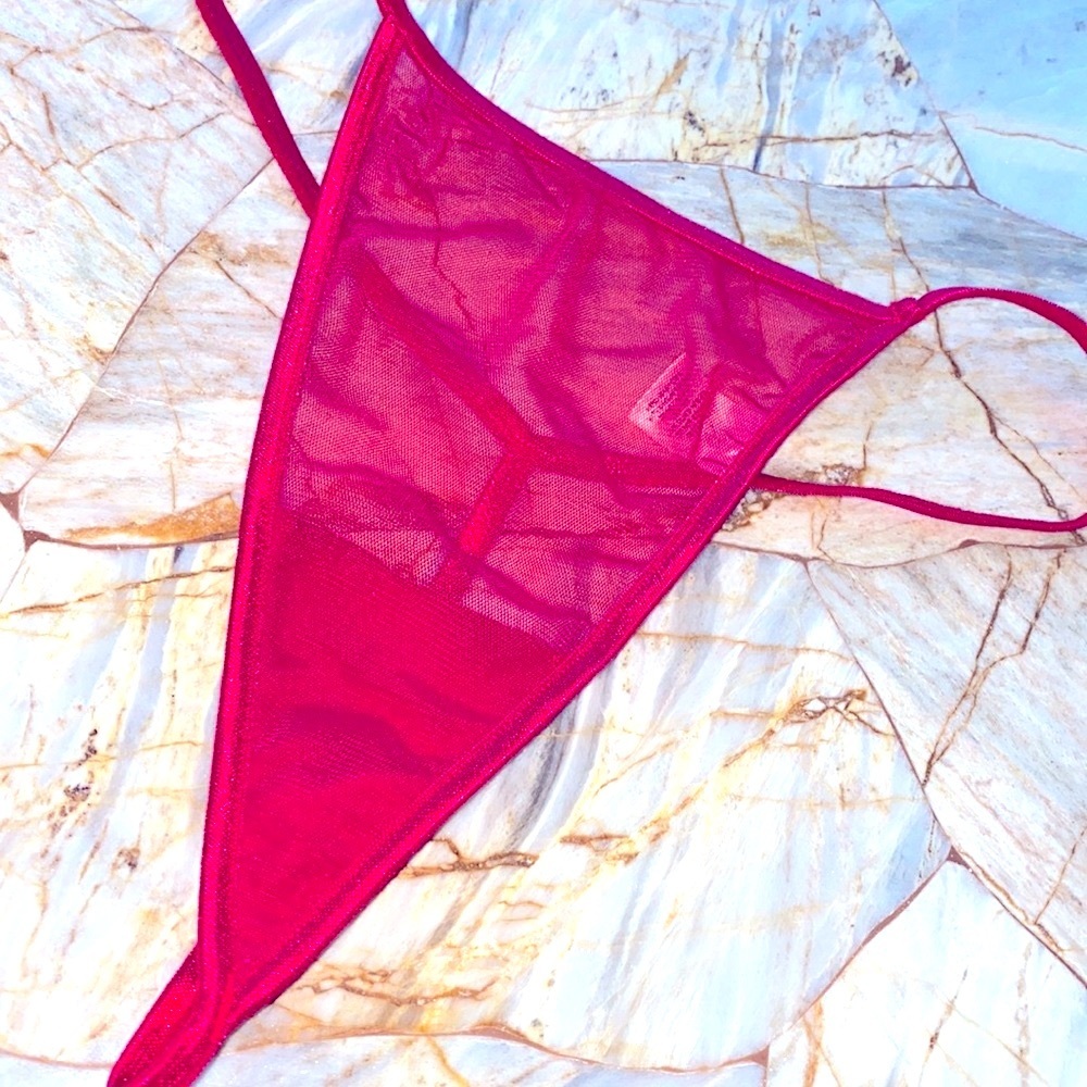 Red Mesh Lace V-String Very Sexy Thong Panty Vstring Panties Rare Vintage